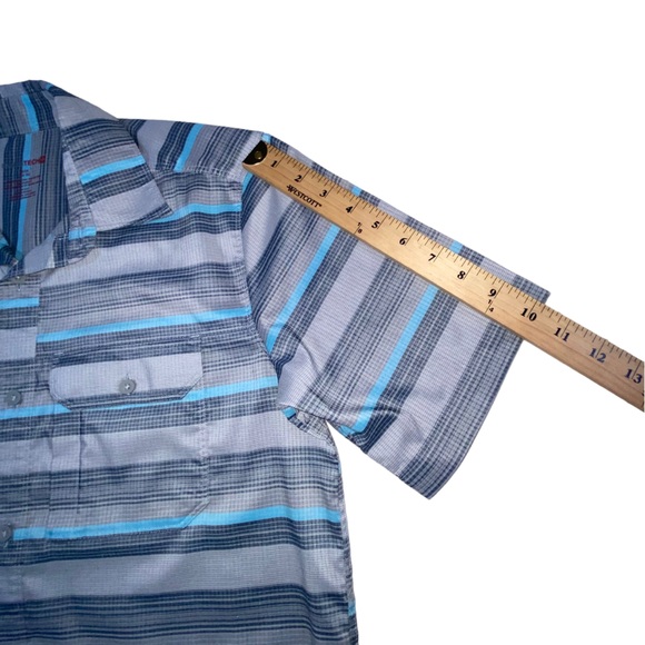 SwissTech Men’s Small Gray Blue Stripe Button Down Shirt - Picture 6 of 8